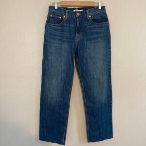 Levi's Low Pro Straight Leg Jeans Womens Size 28 Raw Hem Medium Wash Low Rise
